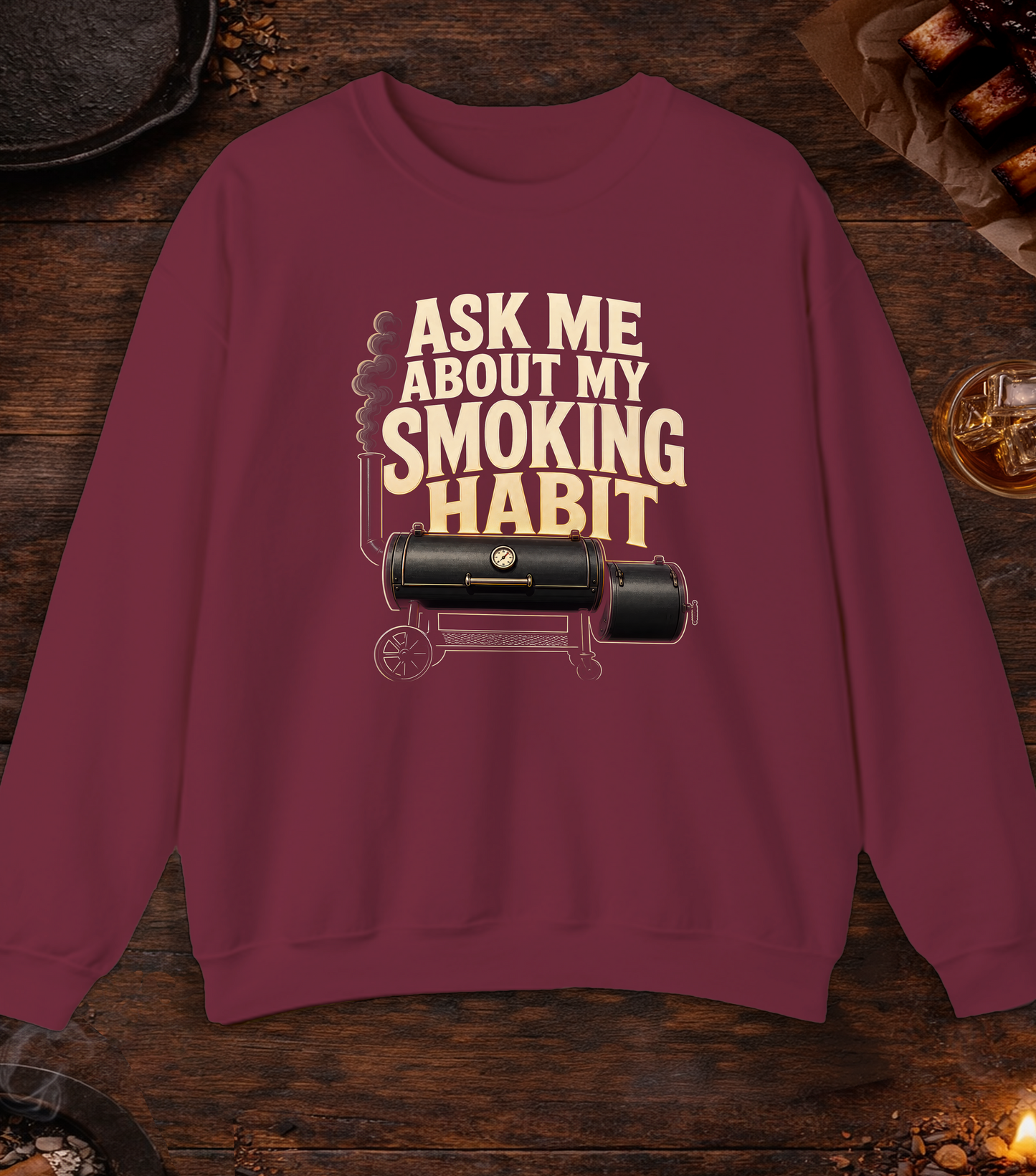 Smoking Habit Crewneck - Maroon