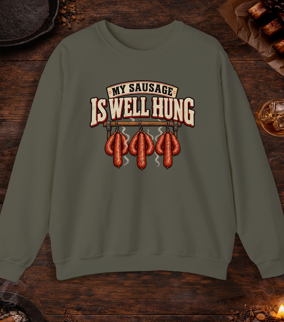 Well Hung Crewneck - Military Green