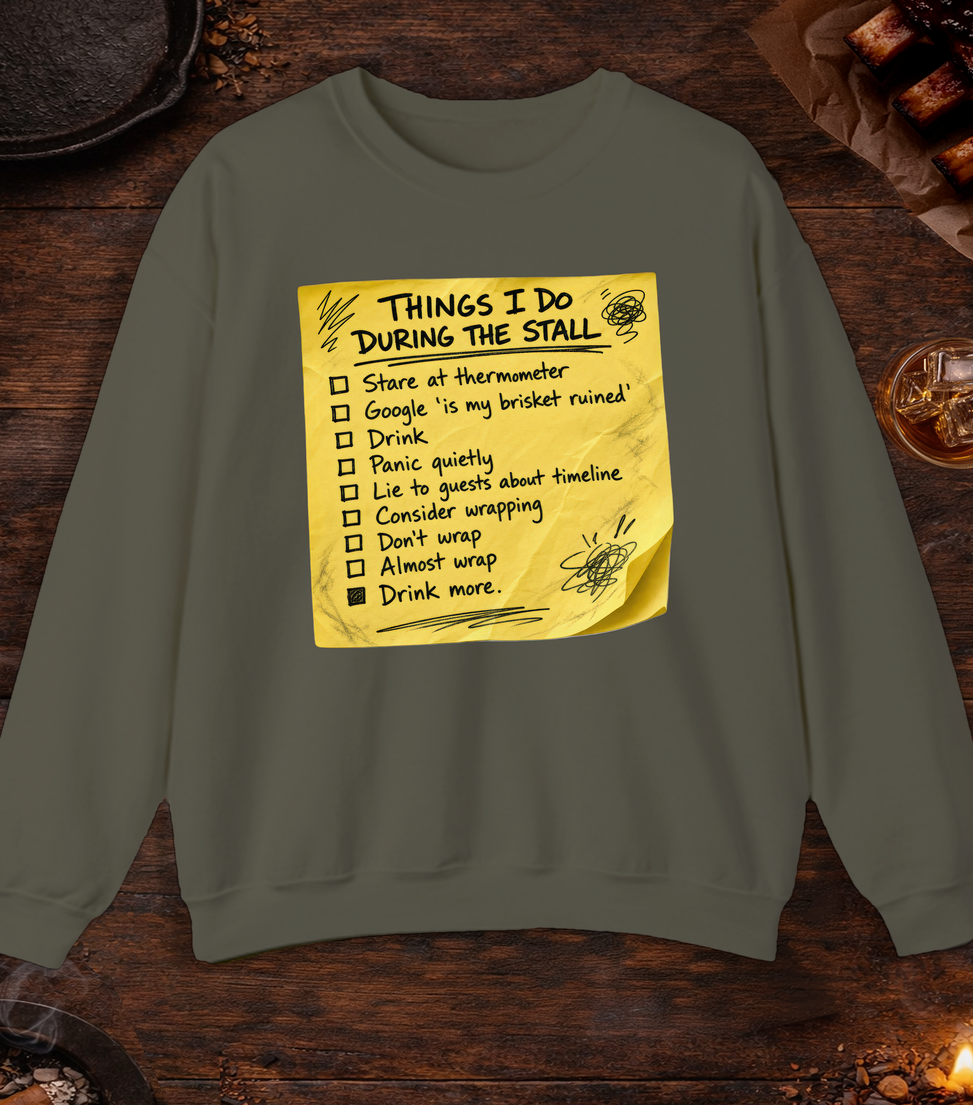 Things I Do During Stall Crewneck - Military Green