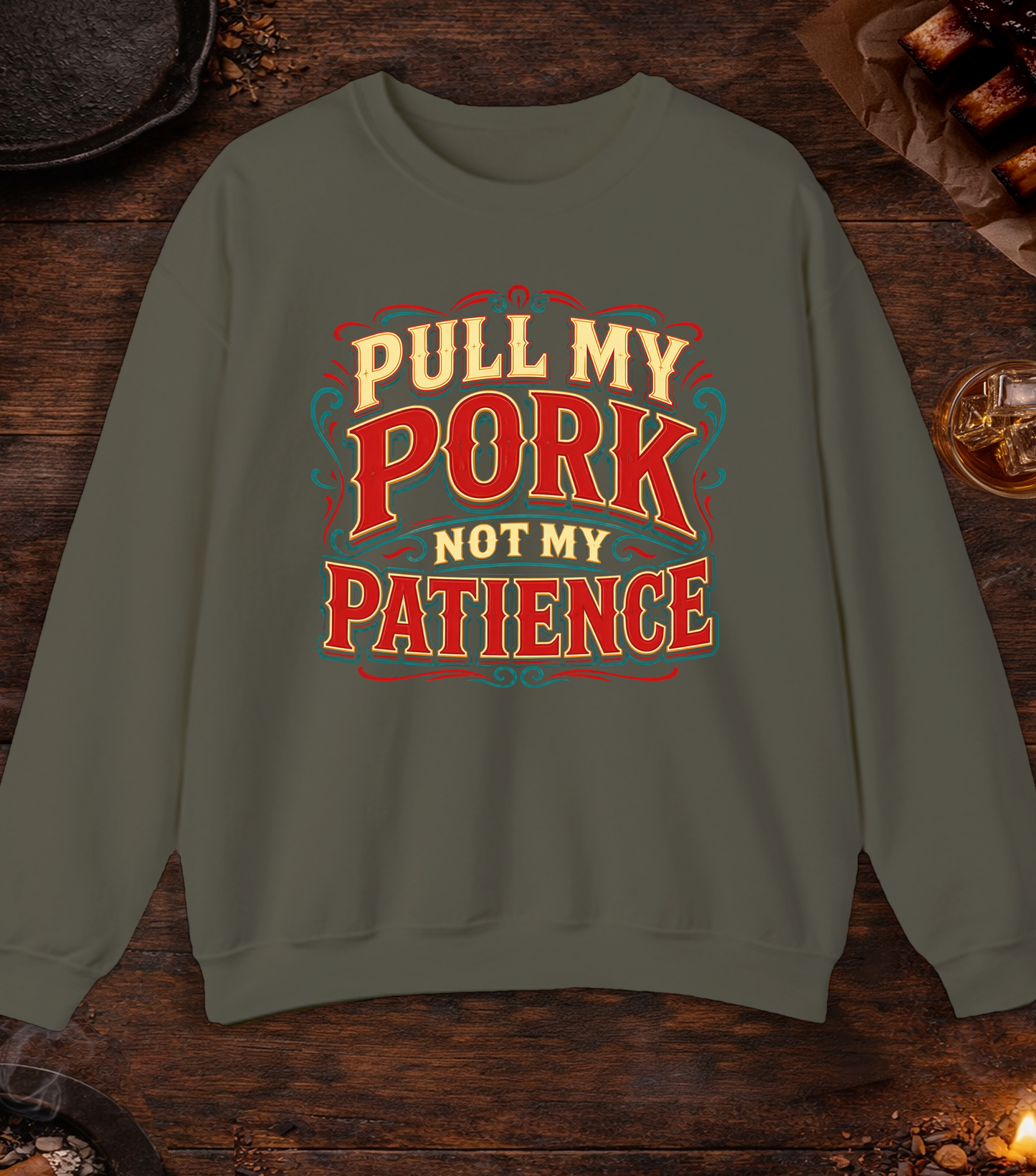 Pull My Pork Crewneck - Military Green