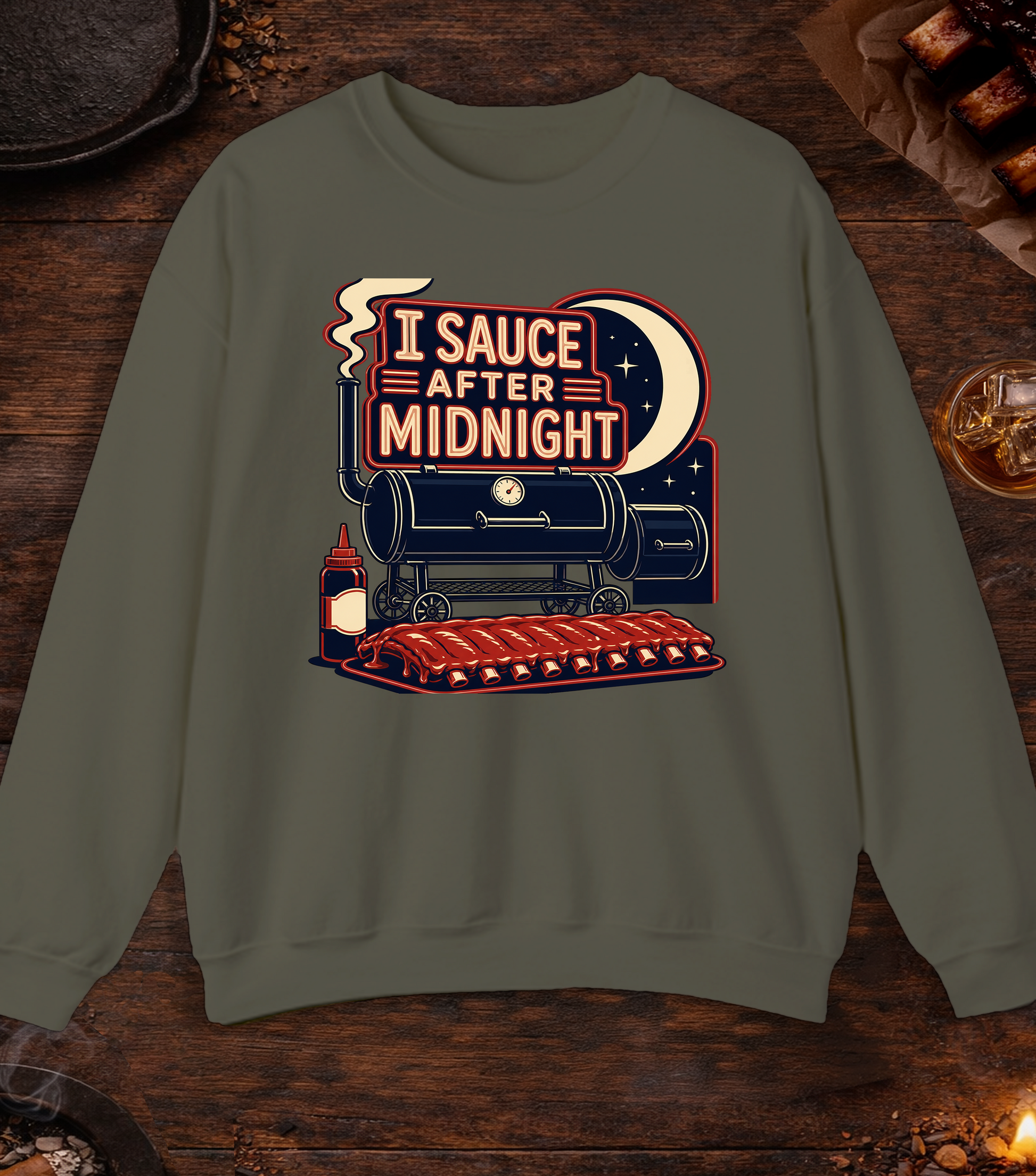 Sauce After Midnight Crewneck - Military Green