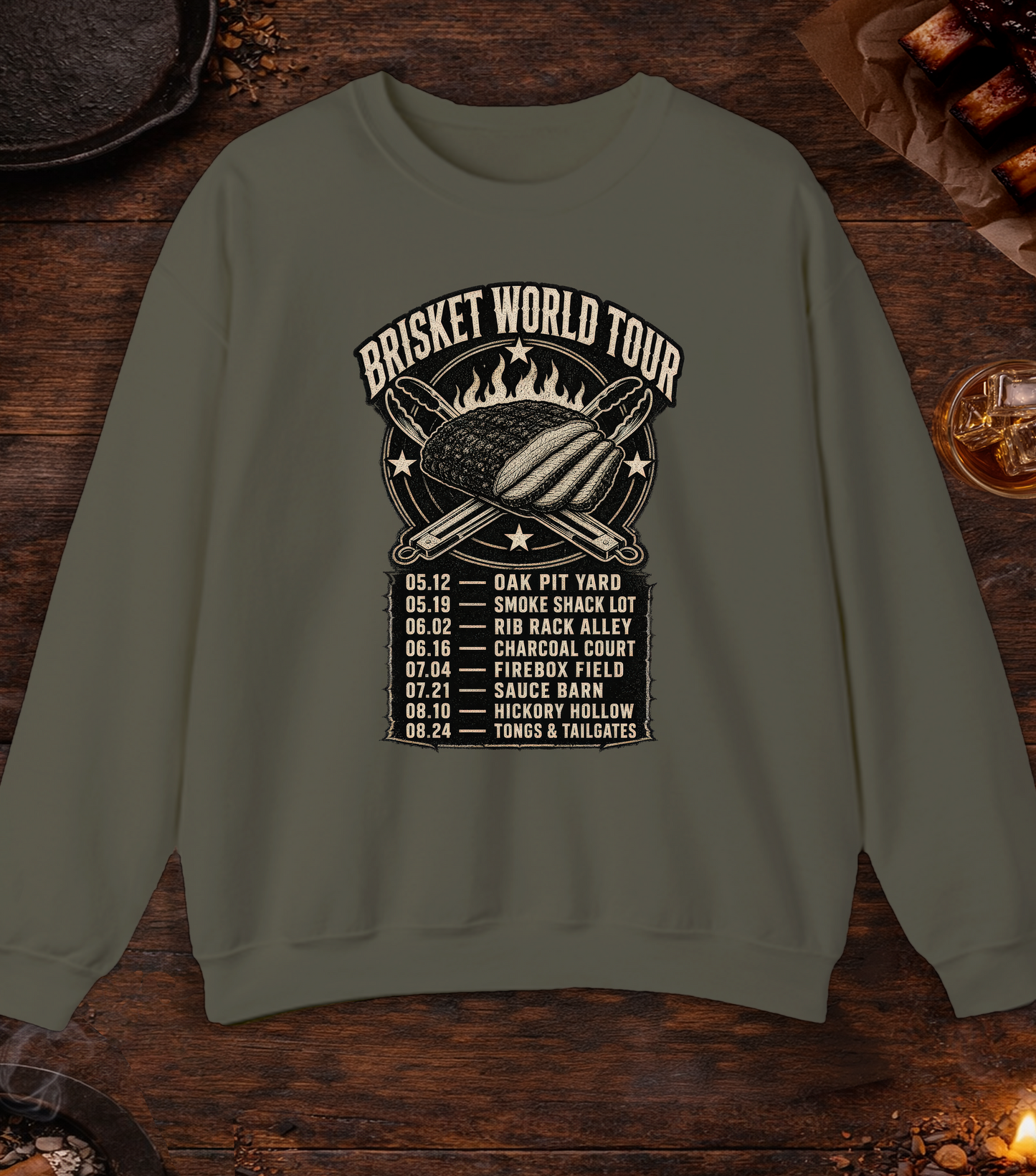 Brisket World Tour Crewneck - Military Green