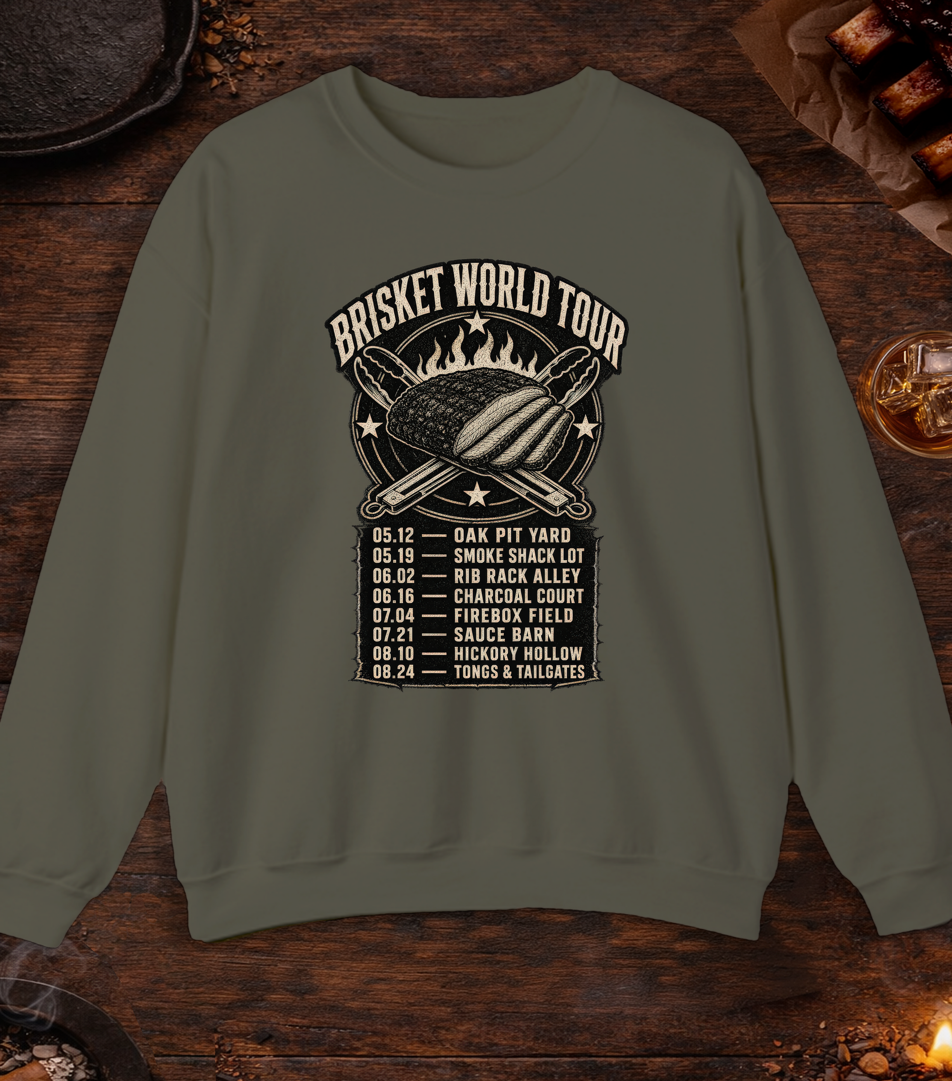 Brisket World Tour Crewneck - Military Green