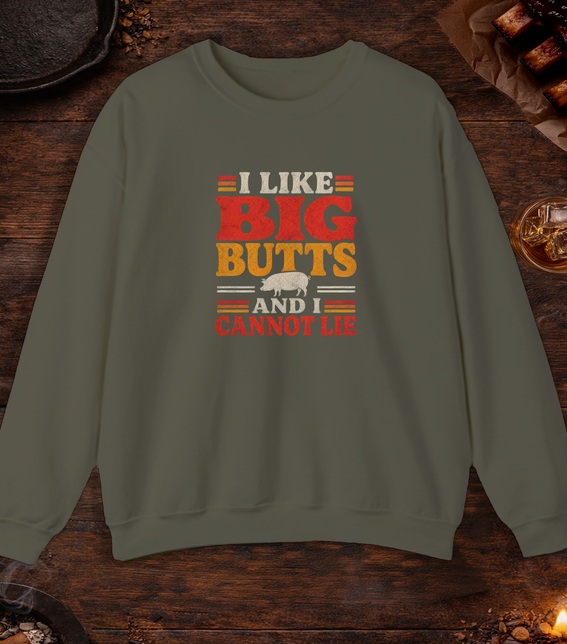 Like Big Butts Crewneck - Military Green