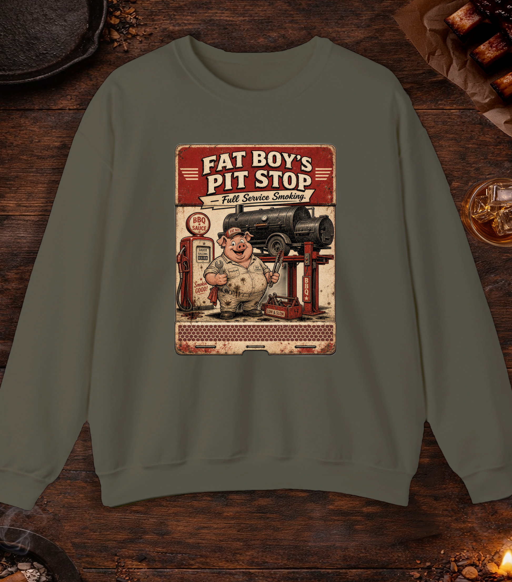 Fat Boy's Matchbook Crewneck - Military Green