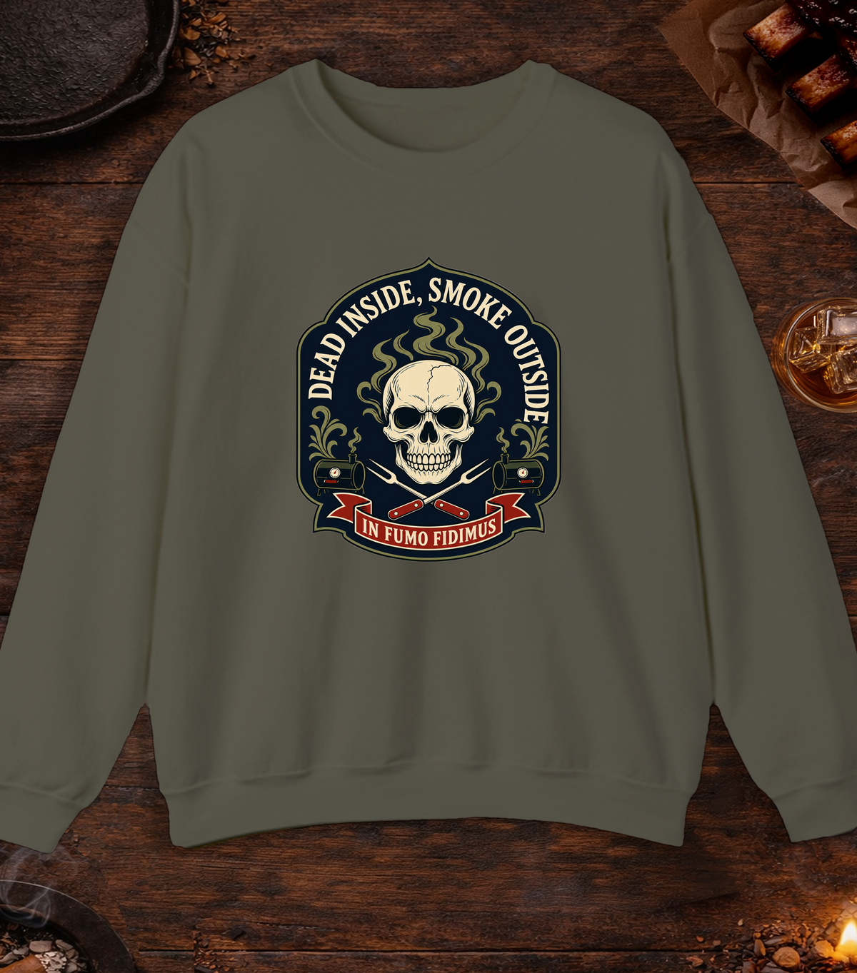Dead Inside Crewneck - Military Green