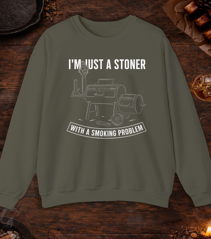 Stoner Smoking Problem Crewneck - Military Green
