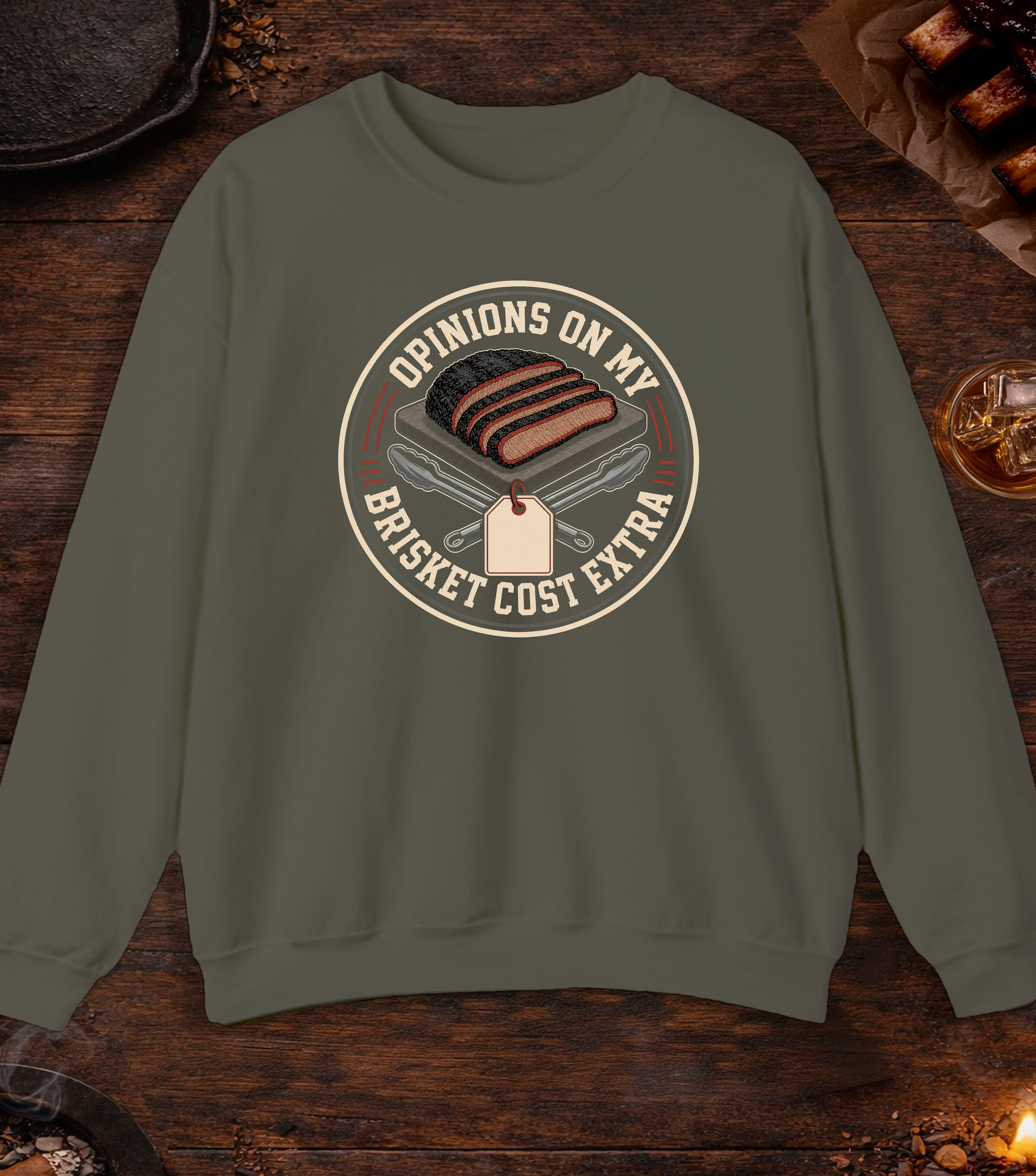 Opinions Cost Extra Crewneck - Military Green