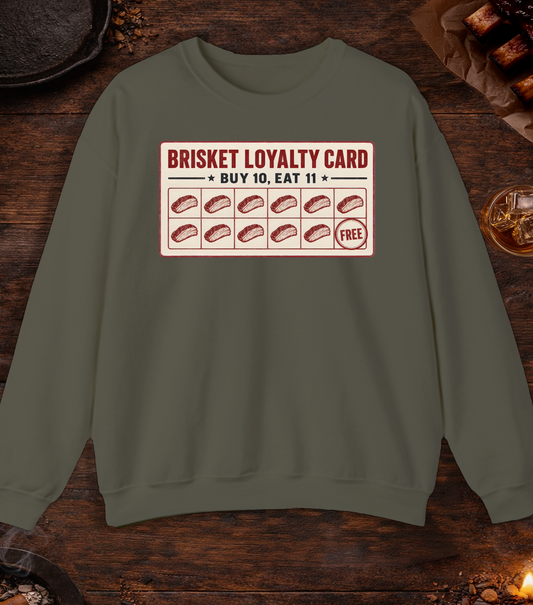 Brisket Loyalty Card Crewneck - Military Green