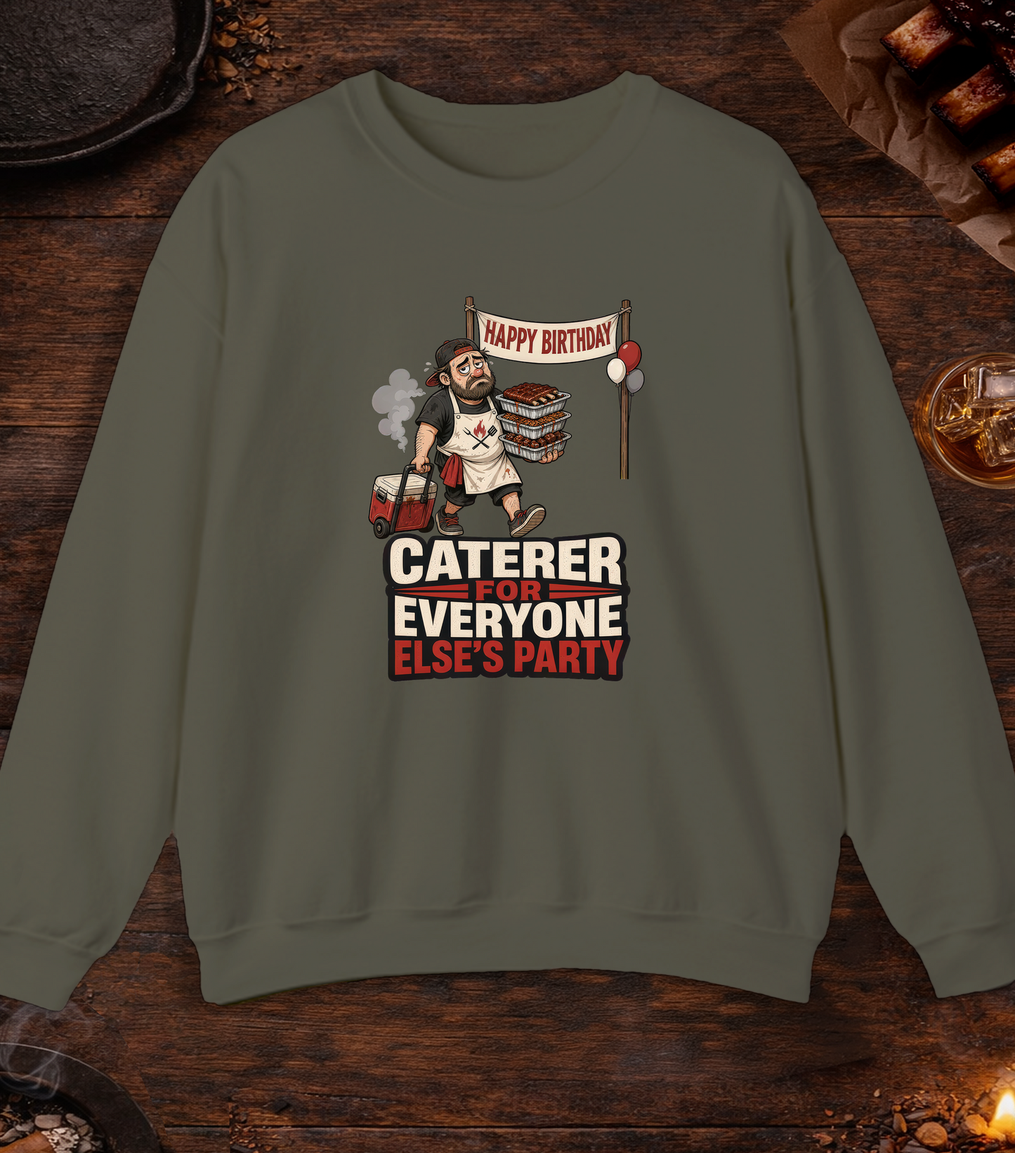 Everyone Else's Caterer Crewneck - Military Green