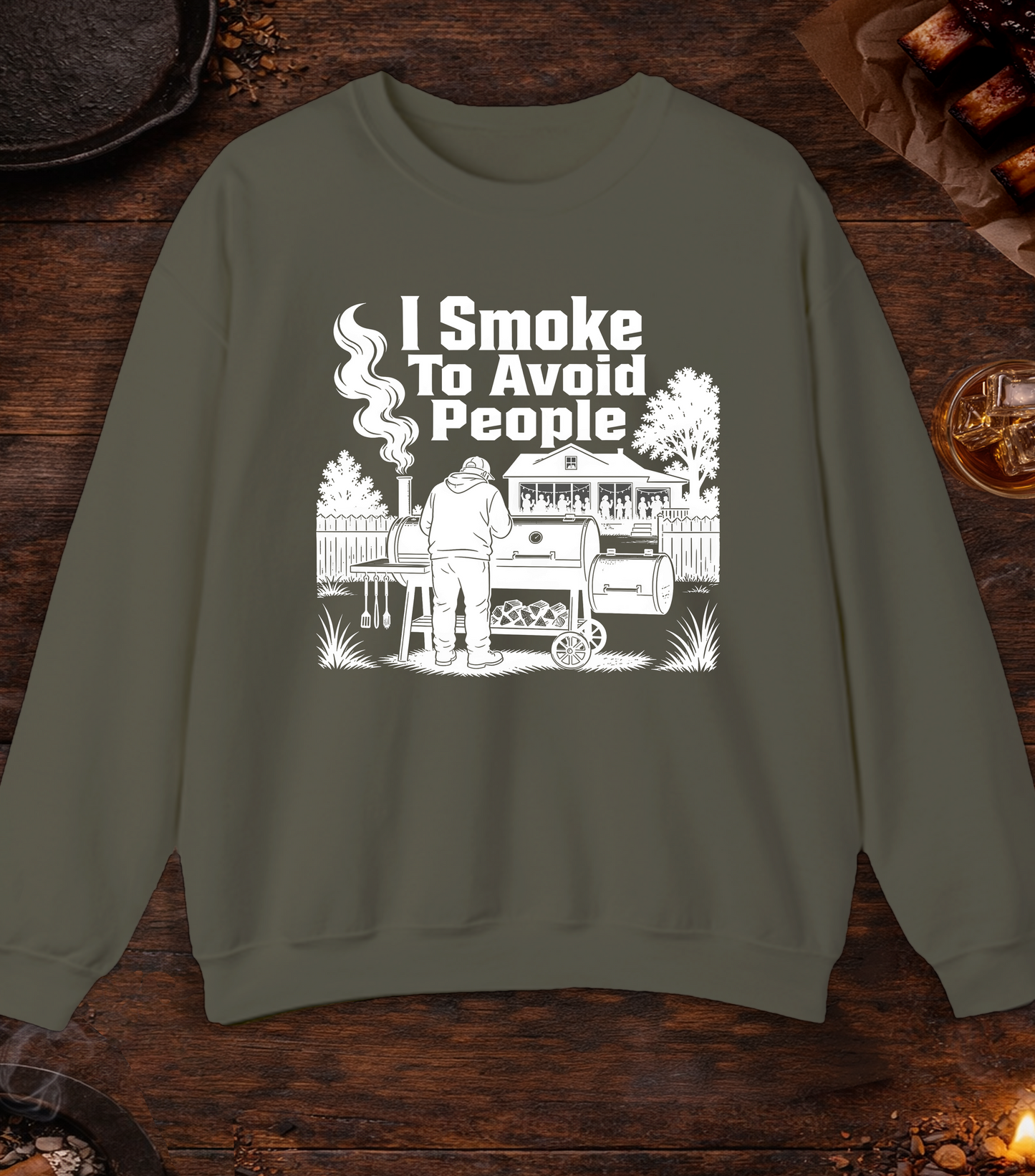 Avoid People Crewneck - Military Green