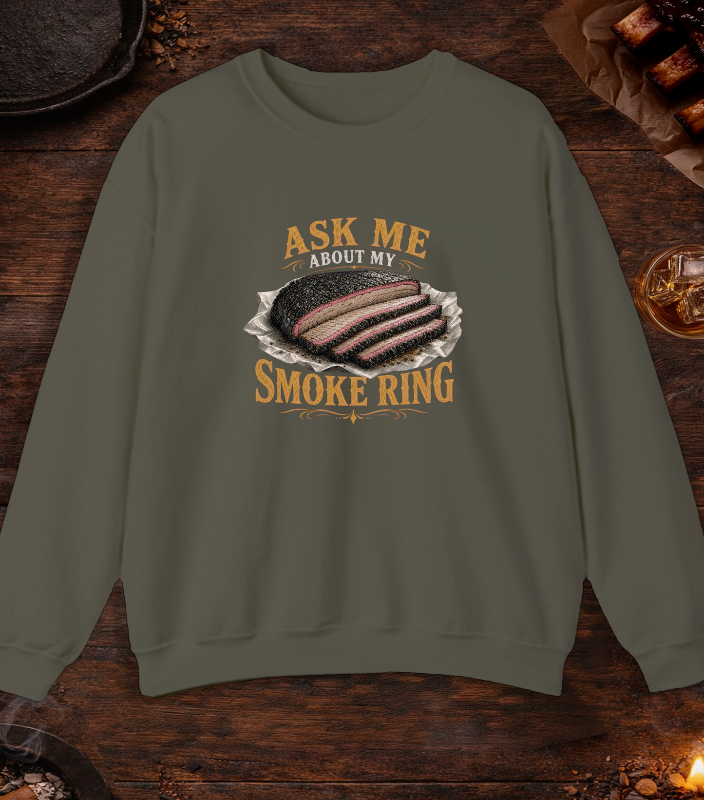 Ask About Smoke Ring Crewneck - Military Green