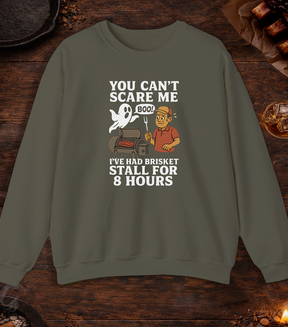 Can't Scare Me Crewneck - Military Green
