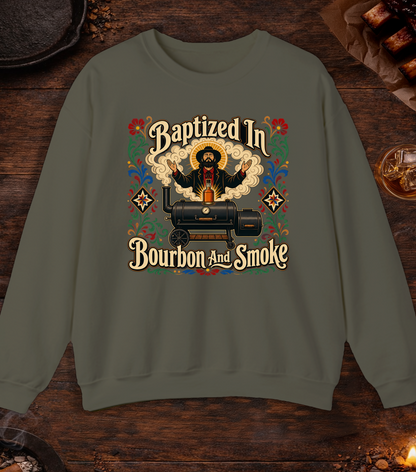 Bourbon And Smoke Crewneck - Military Green