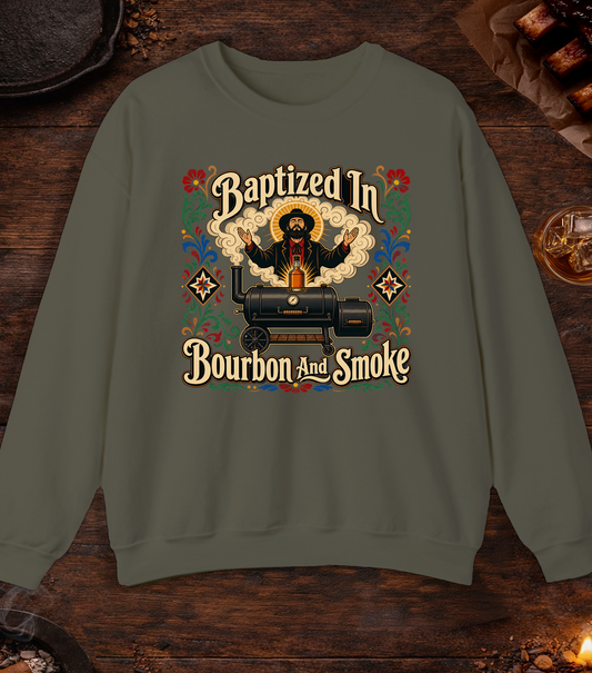 Bourbon And Smoke Crewneck - Military Green