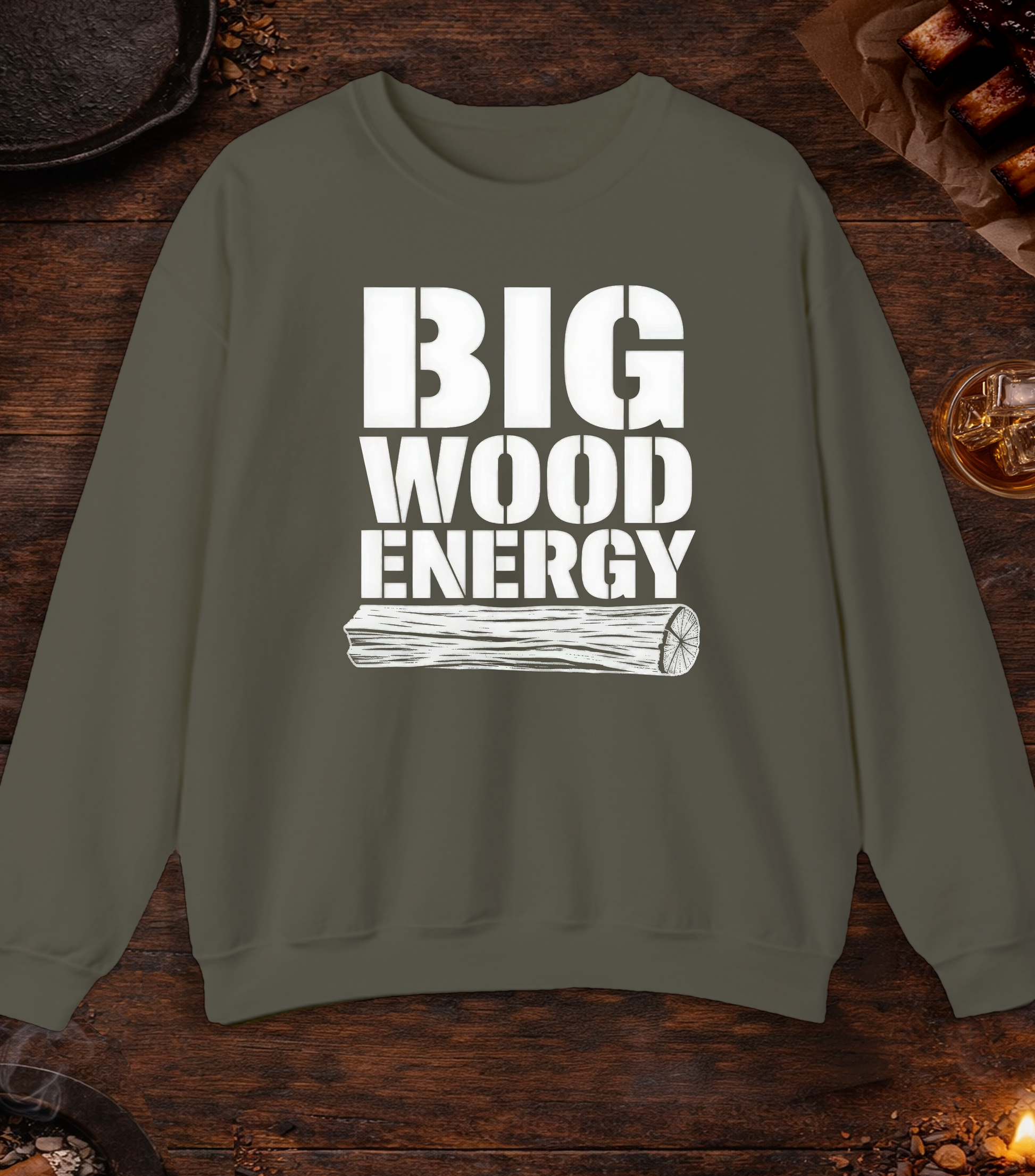 Big Wood Energy Crewneck - Military Green