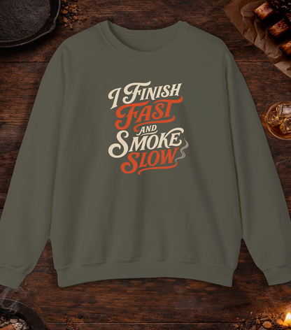 Finish Fast Smoke Slow Crewneck - Military Green