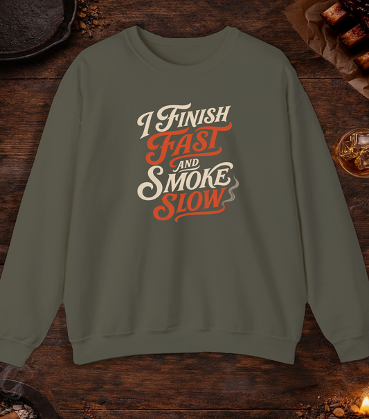 Finish Fast Smoke Slow Crewneck - Military Green