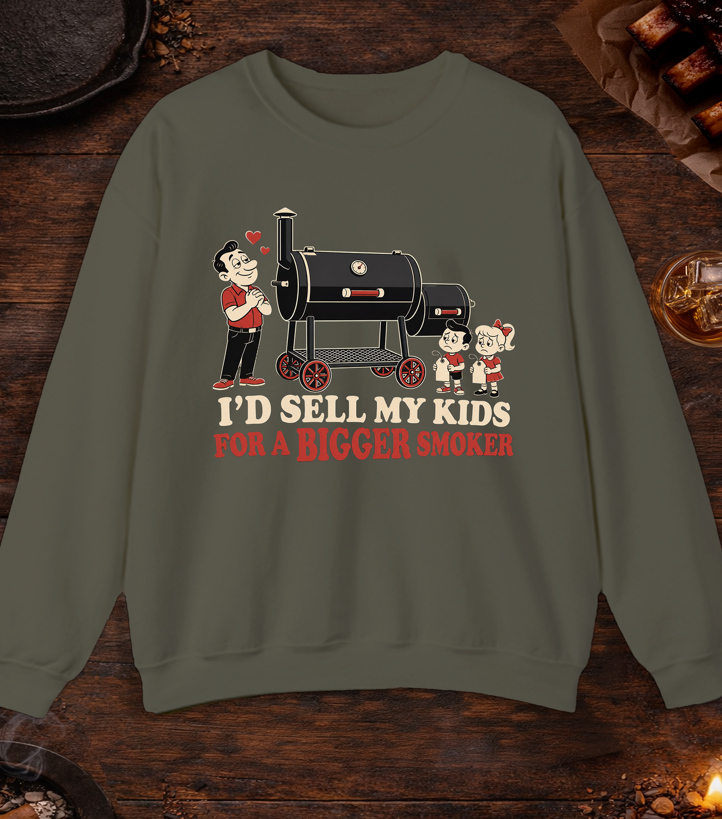 Sell My Kids Crewneck - Military Green