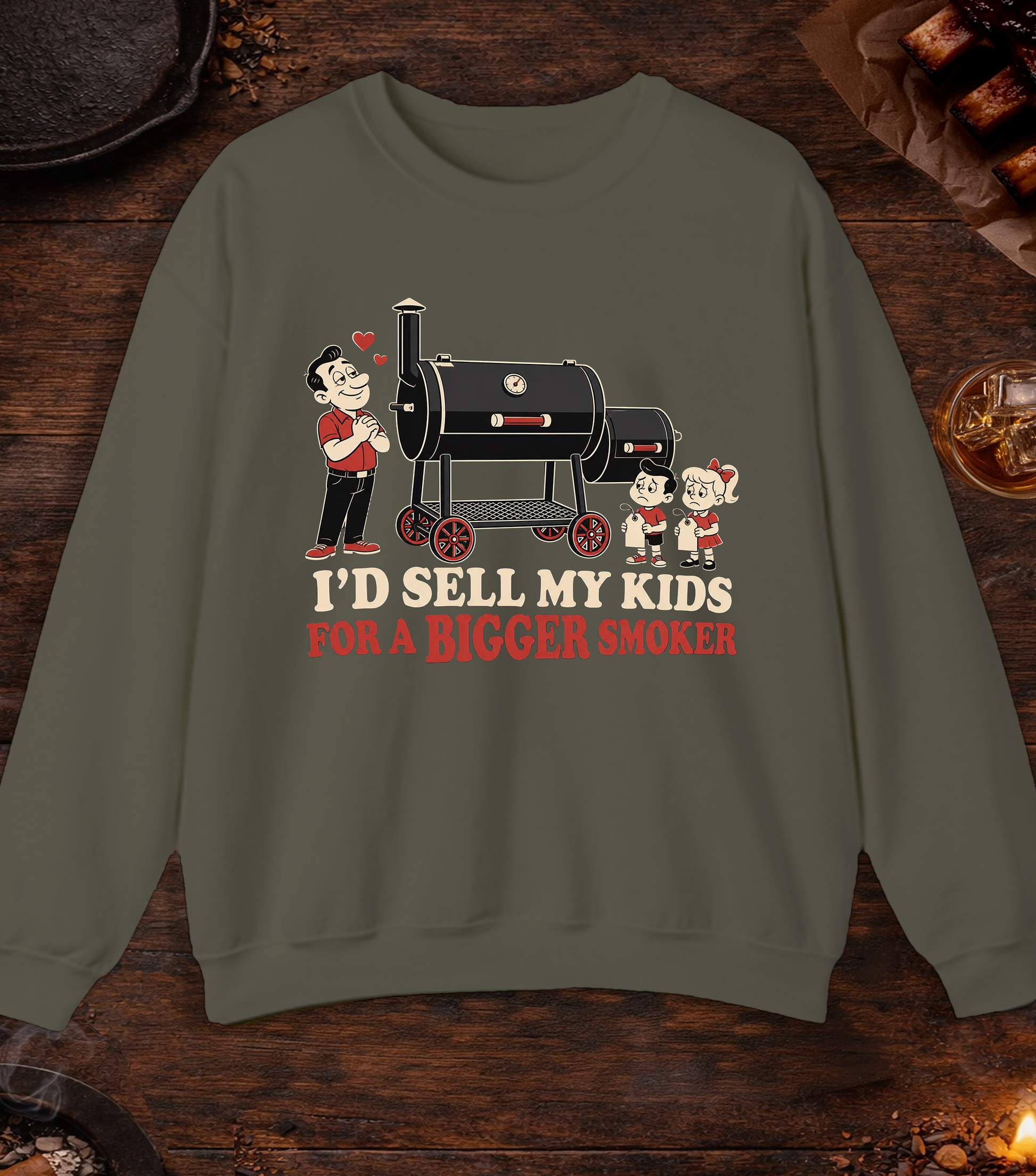 Sell My Kids Crewneck - Military Green