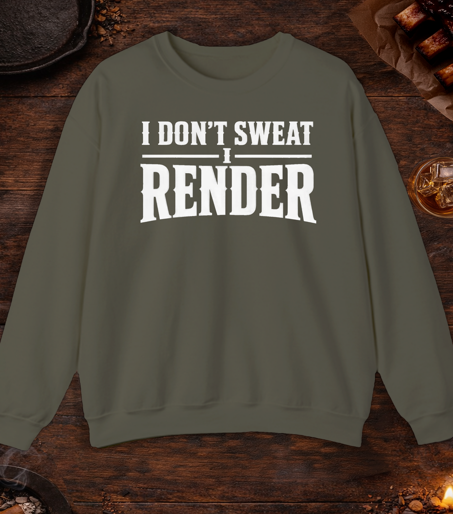 I Render Crewneck - Military Green