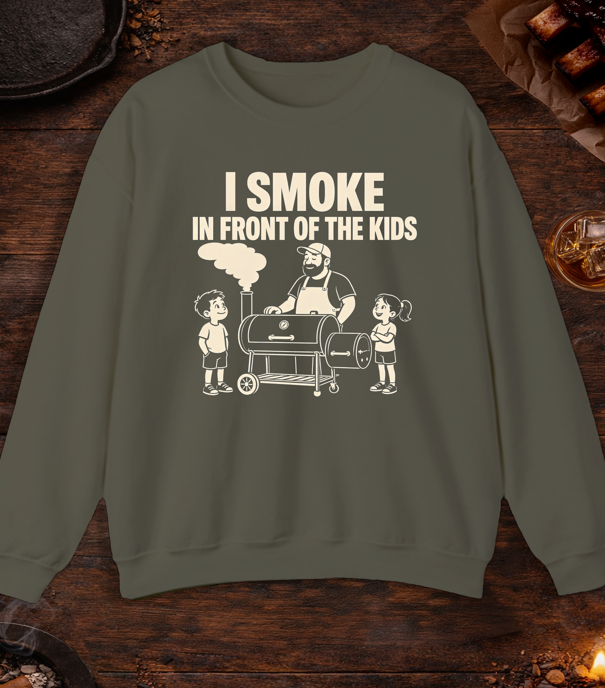 Smoke Kids Crewneck - Military Green