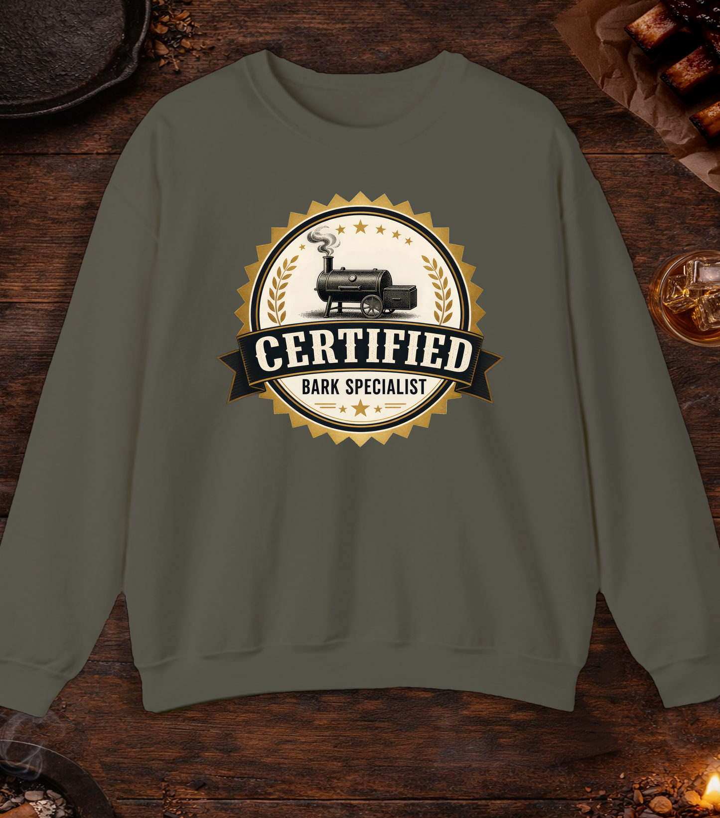 Certified Bark Specialist Crewneck - Military Green