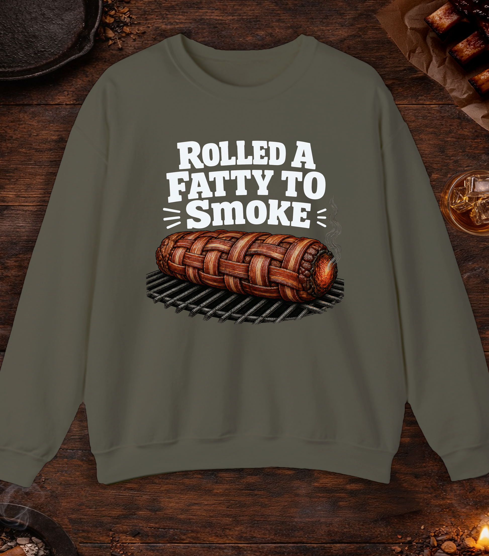 Rolled A Fatty Crewneck - Military Green
