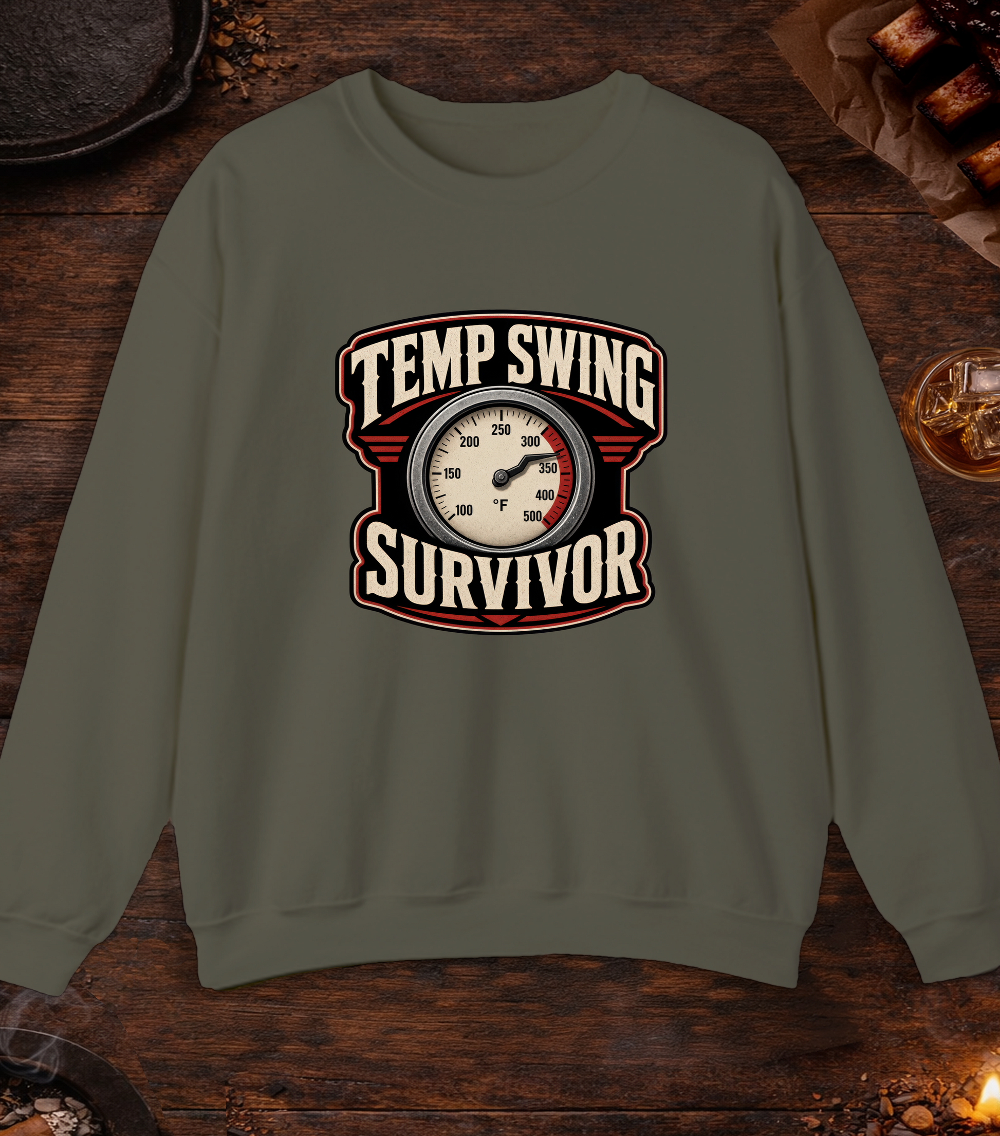 Temp Swing Survivor Crewneck - Military Green