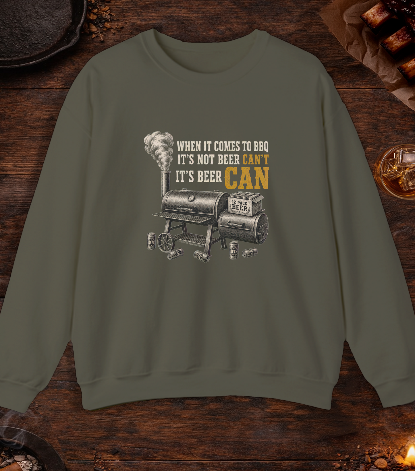 Beer Can Crewneck - Military Green
