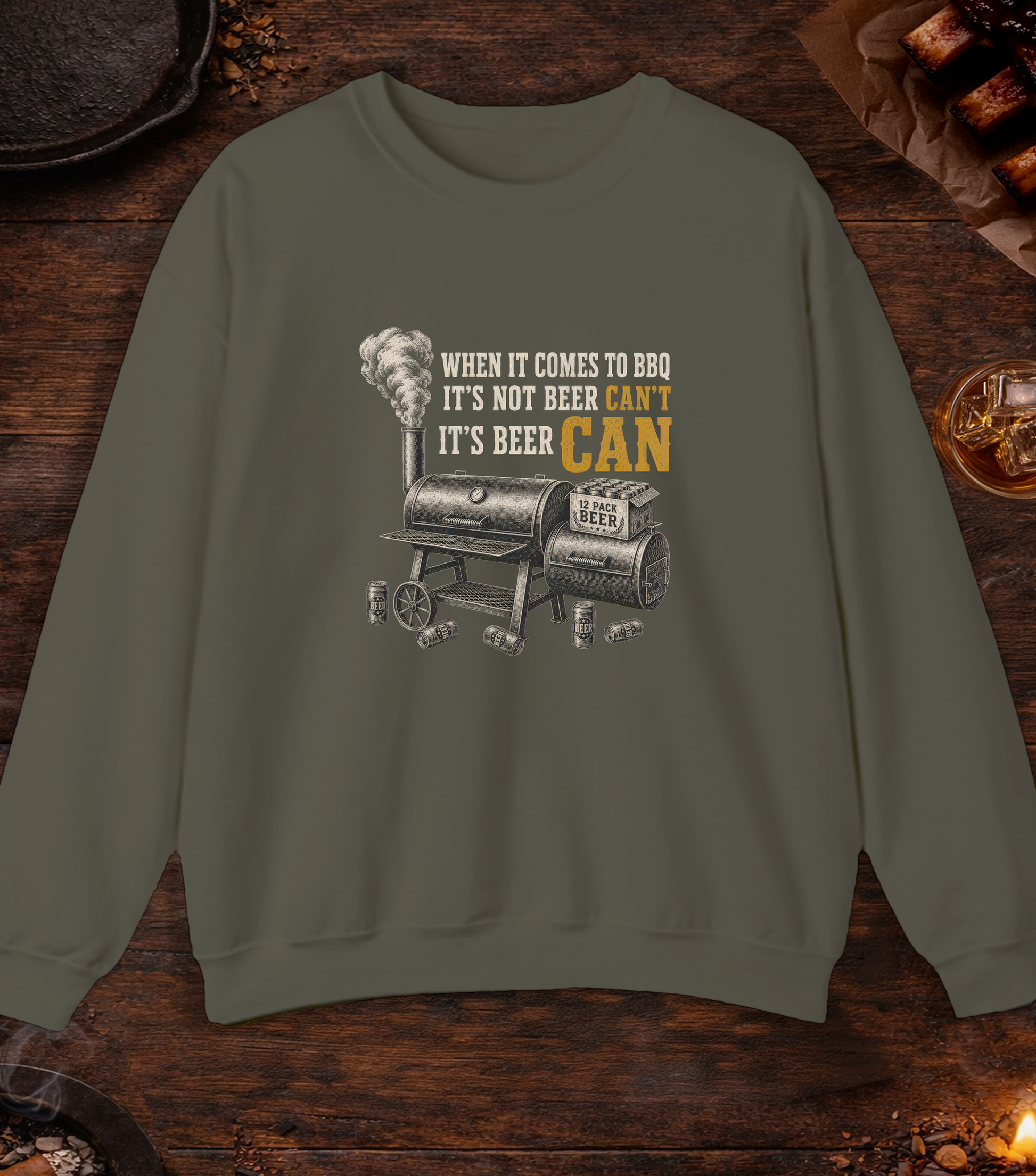 Beer Can Crewneck - Military Green