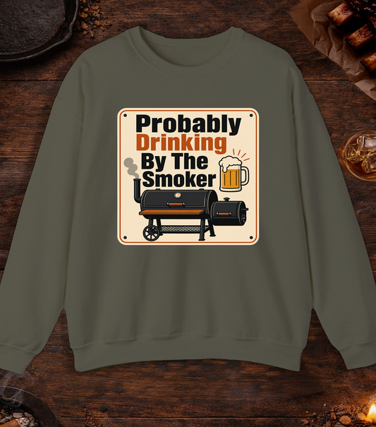 Drinking By Smoker Crewneck - Military Green