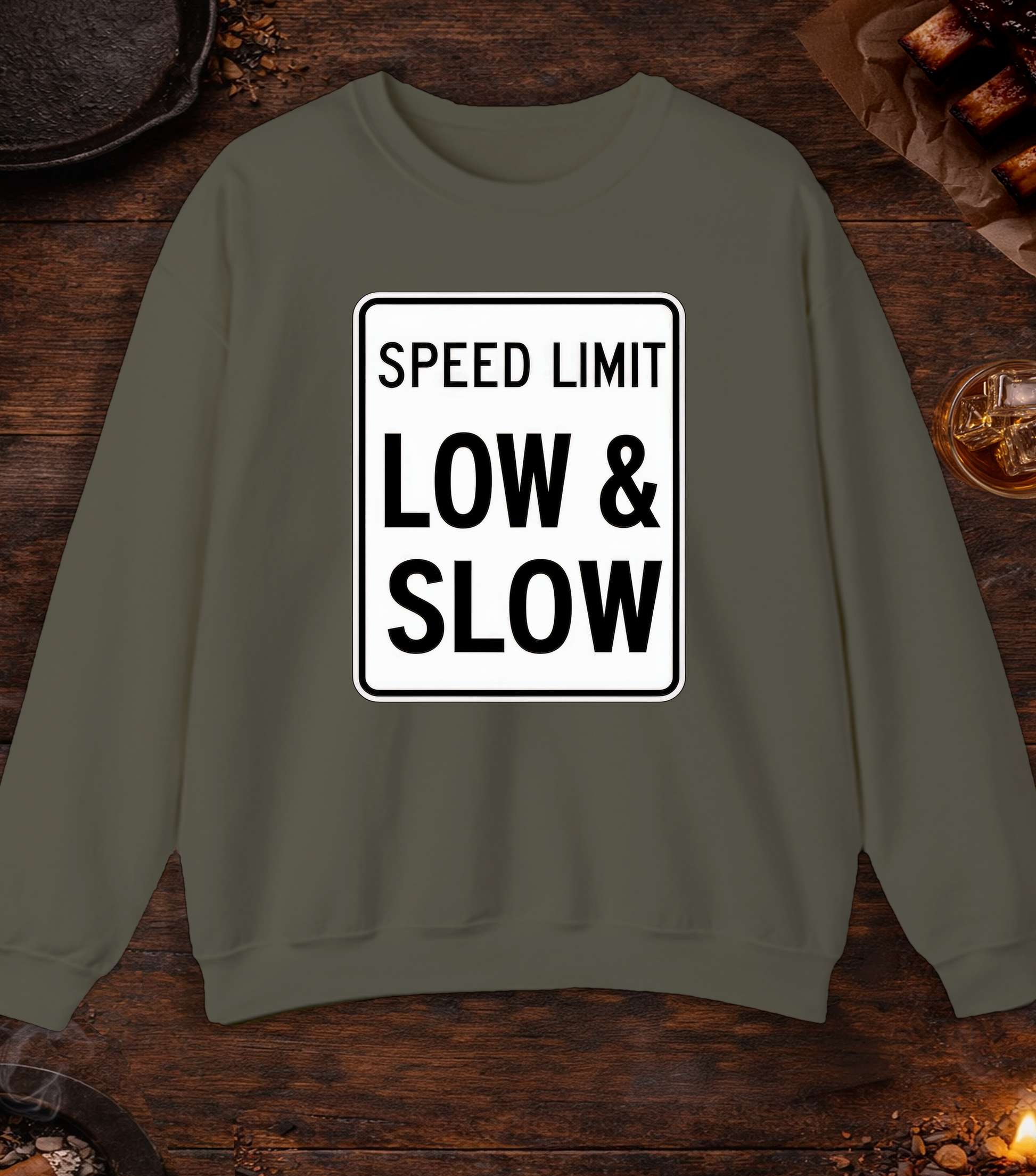 Speed Limit Low Slow Crewneck - Military Green
