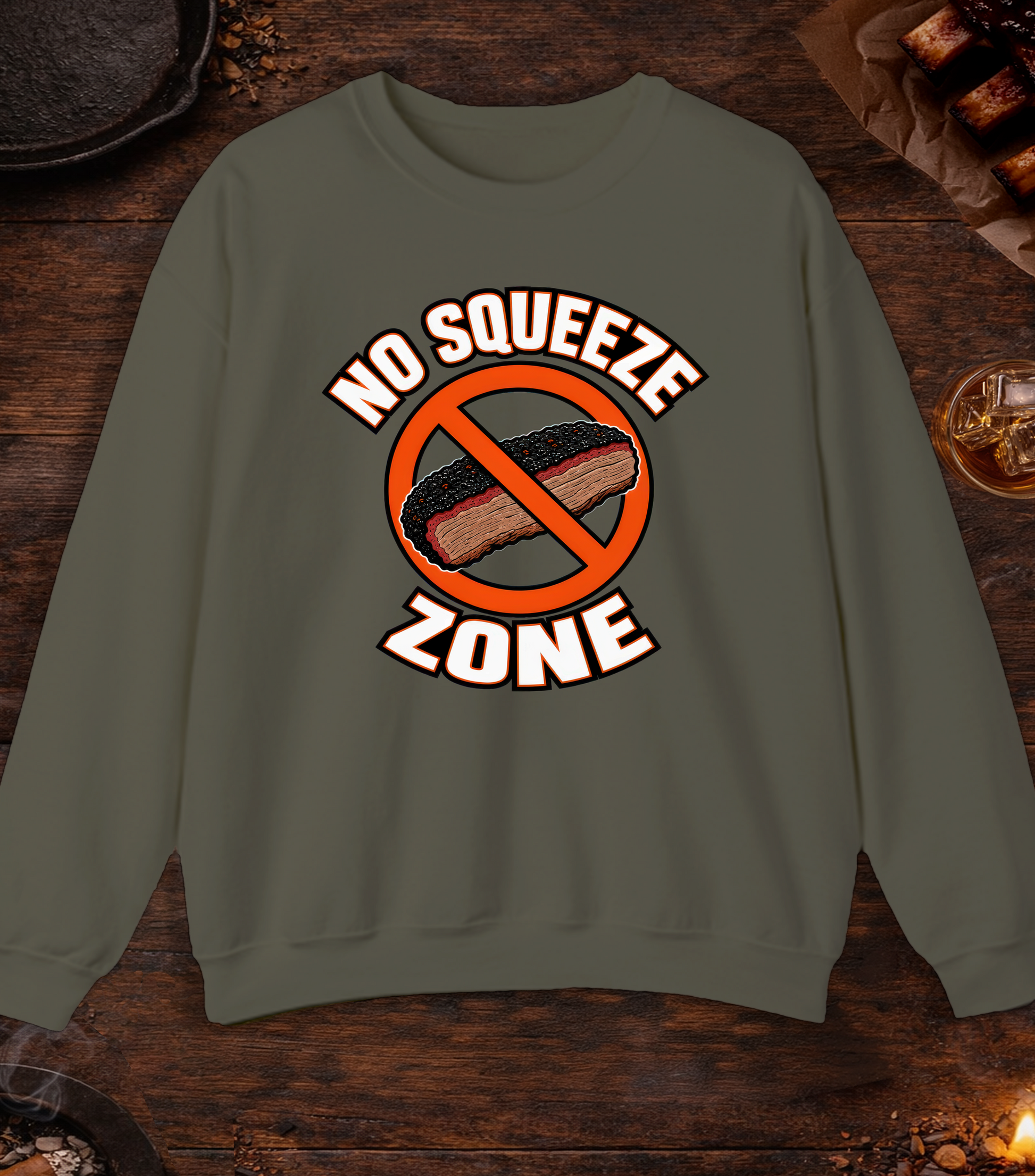 No Squeeze Zone Crewneck - Military Green