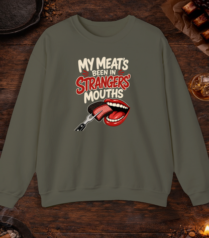 Meat in Strangers Mouths Crewneck - Military Green