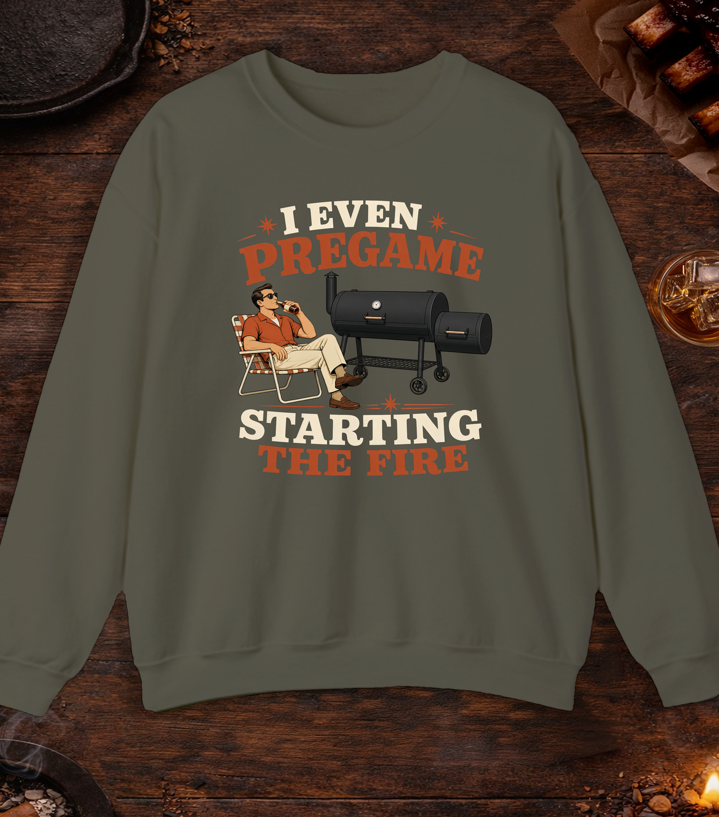 Pregame The Fire Crewneck - Military Green