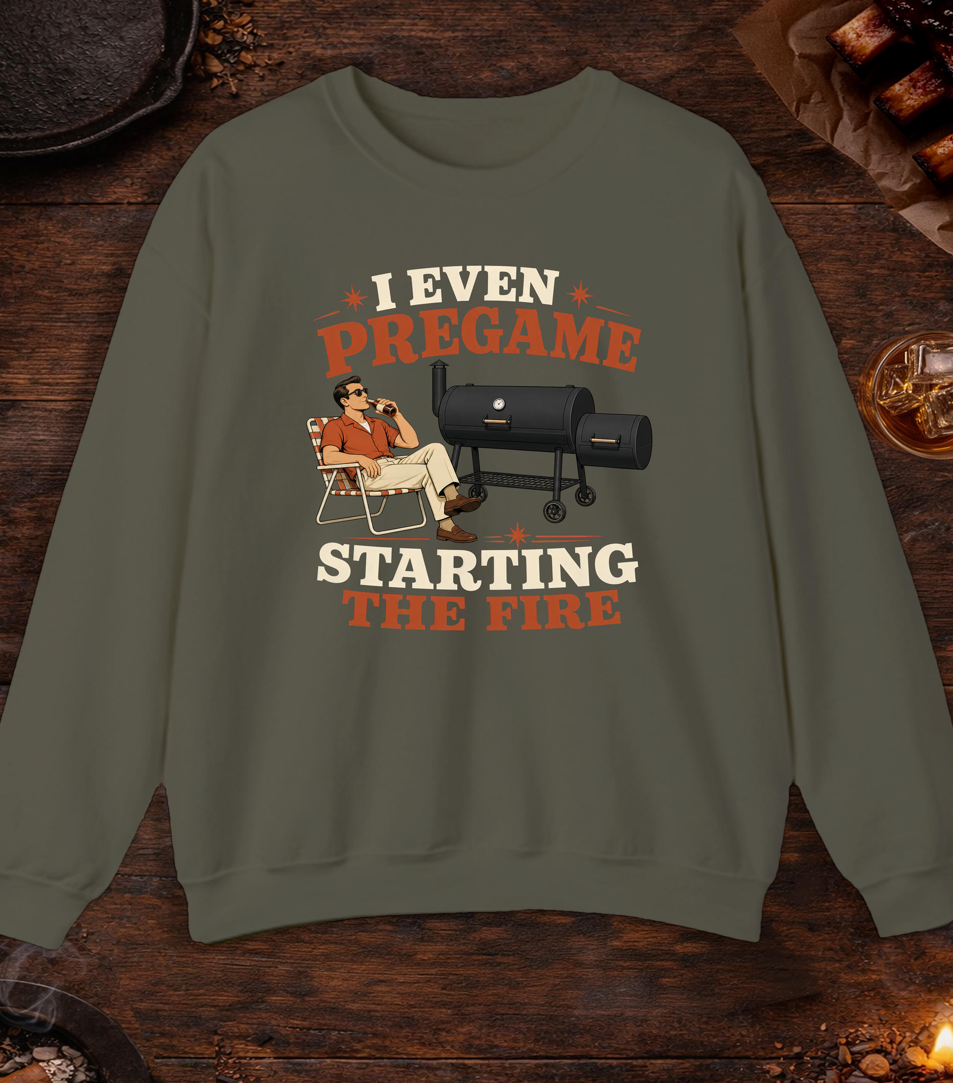 Pregame The Fire Crewneck - Military Green