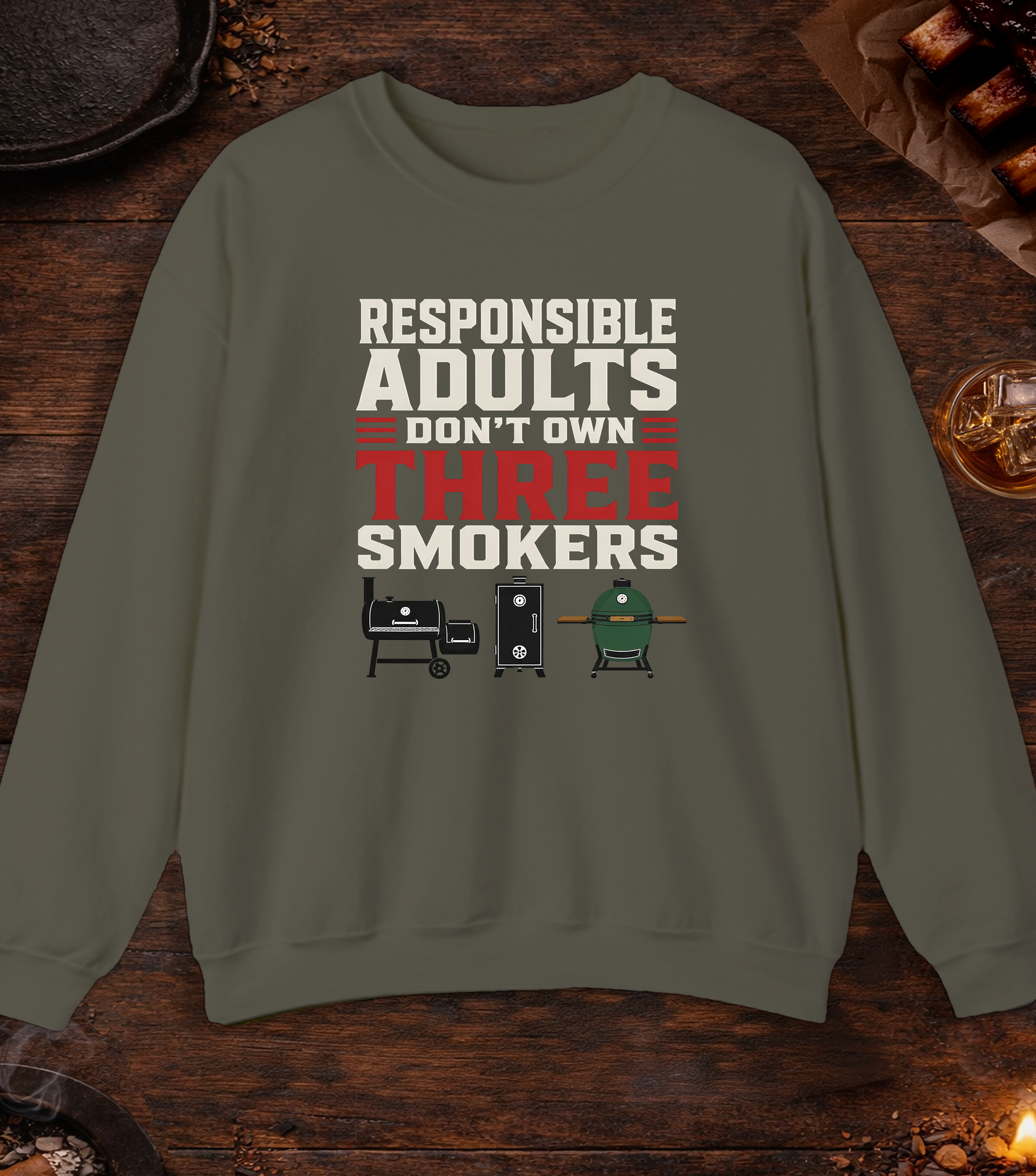 Three Smokers Crewneck - Military Green
