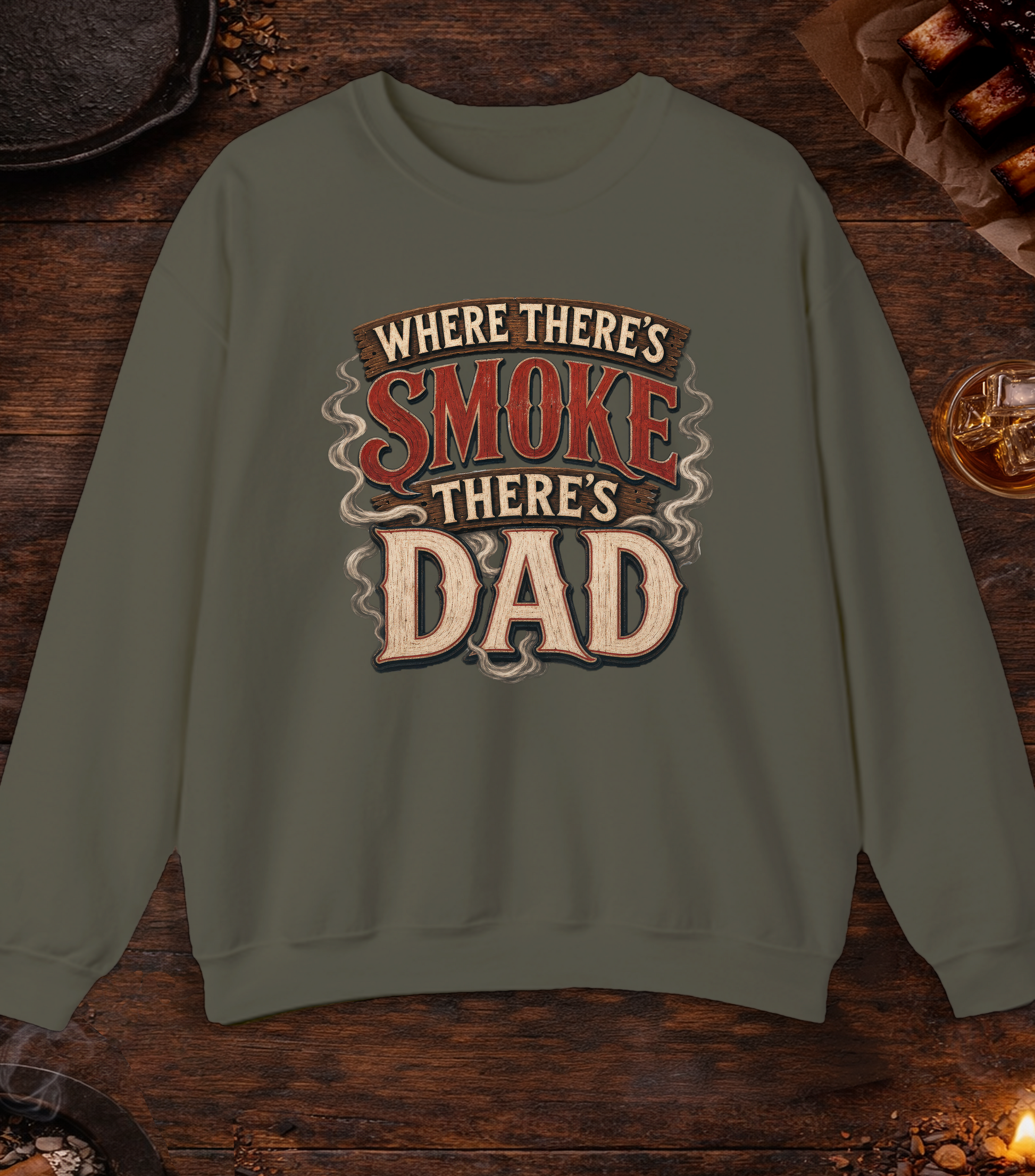 Where There's Smoke Crewneck - Military Green