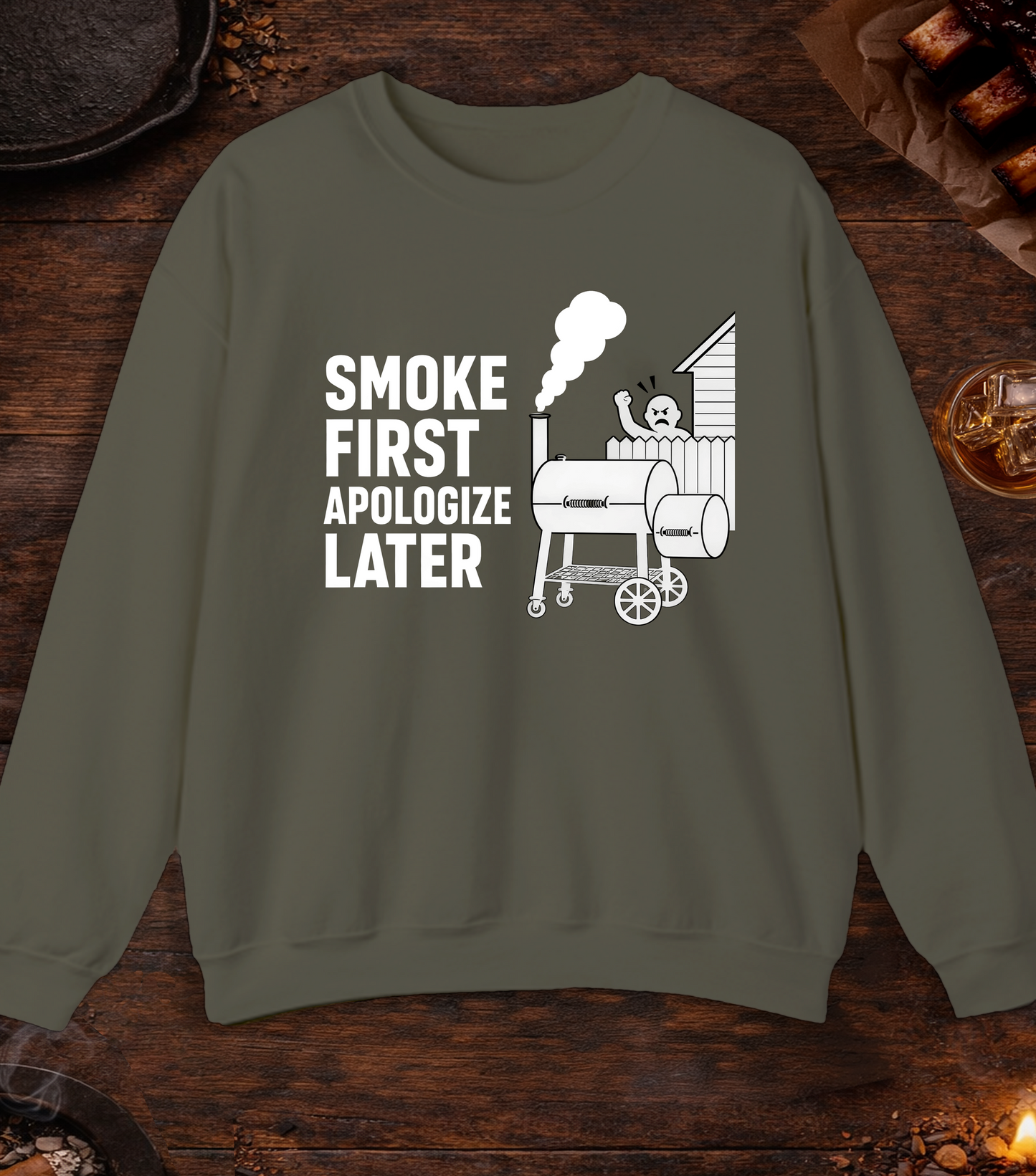 Apologize Later Crewneck - Military Green