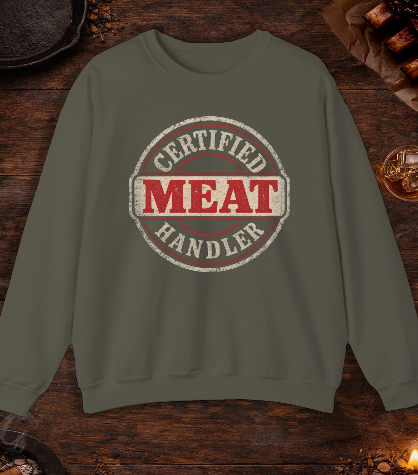 Meat Handler Crewneck - Military Green