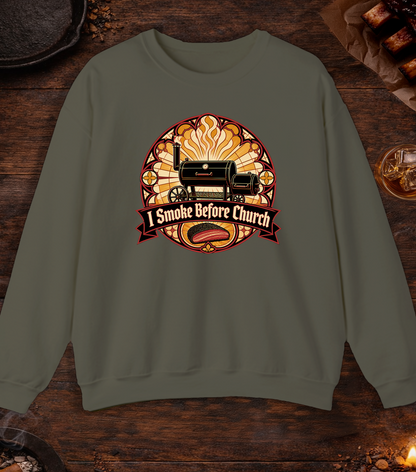 Smoke Before Church Crewneck - Military Green