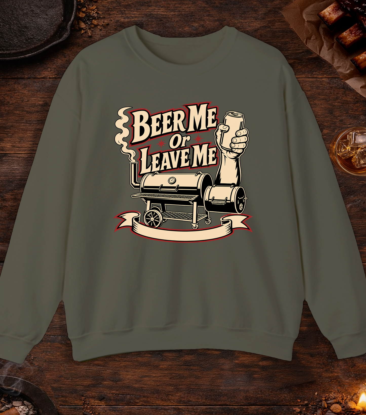 Beer Me Crewneck - Military Green