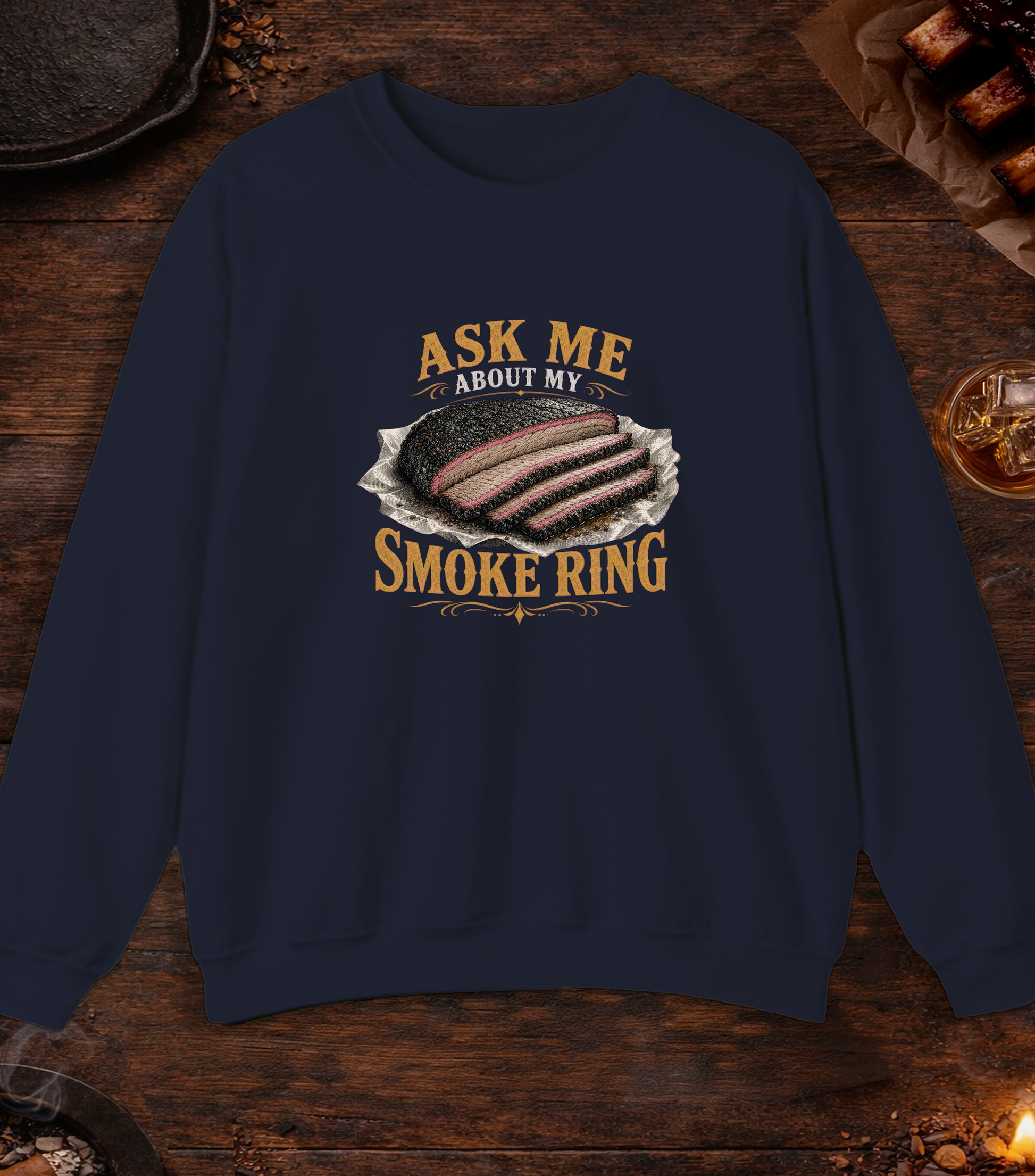 Ask About Smoke Ring Crewneck - Navy