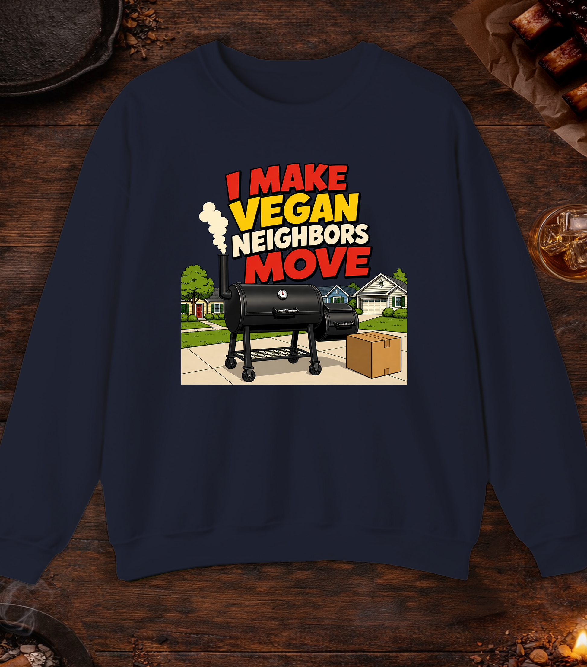 Vegan Neighbors Move Crewneck - Navy