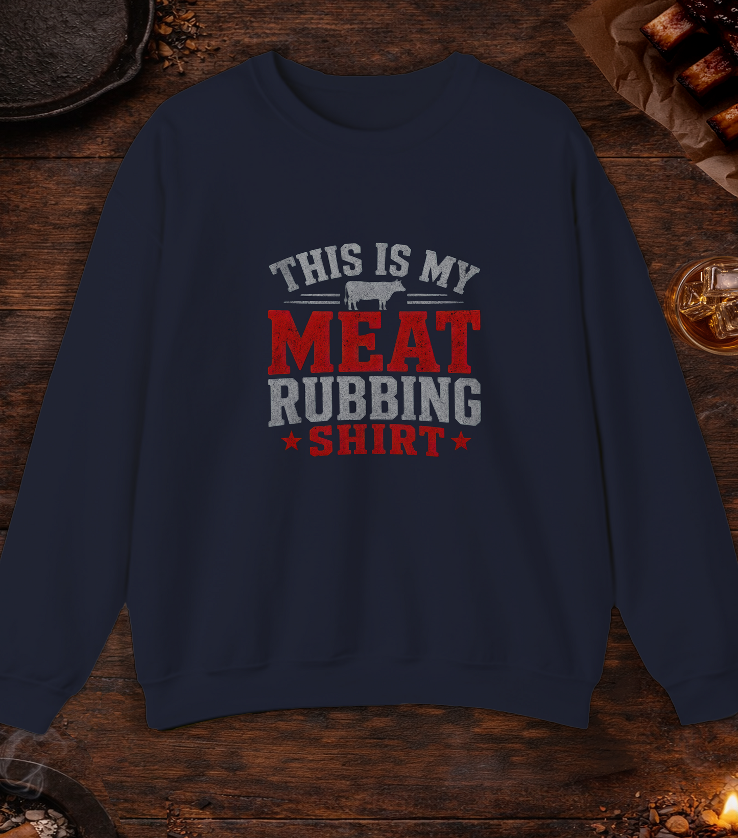Meat Rubbing Shirt Crewneck - Navy