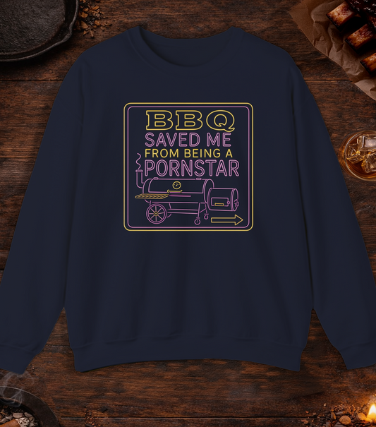 BBQ Saved Me Neon Crewneck - Navy