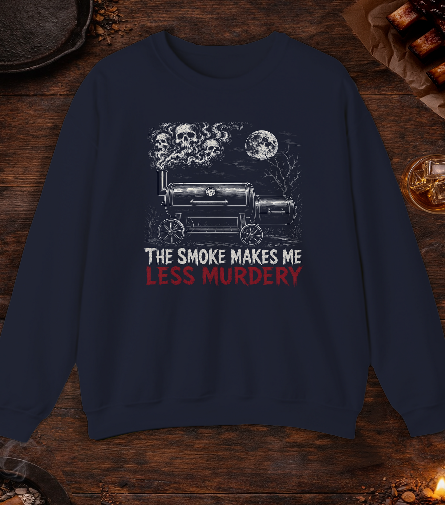 Smoke Less Murdery Crewneck - Navy