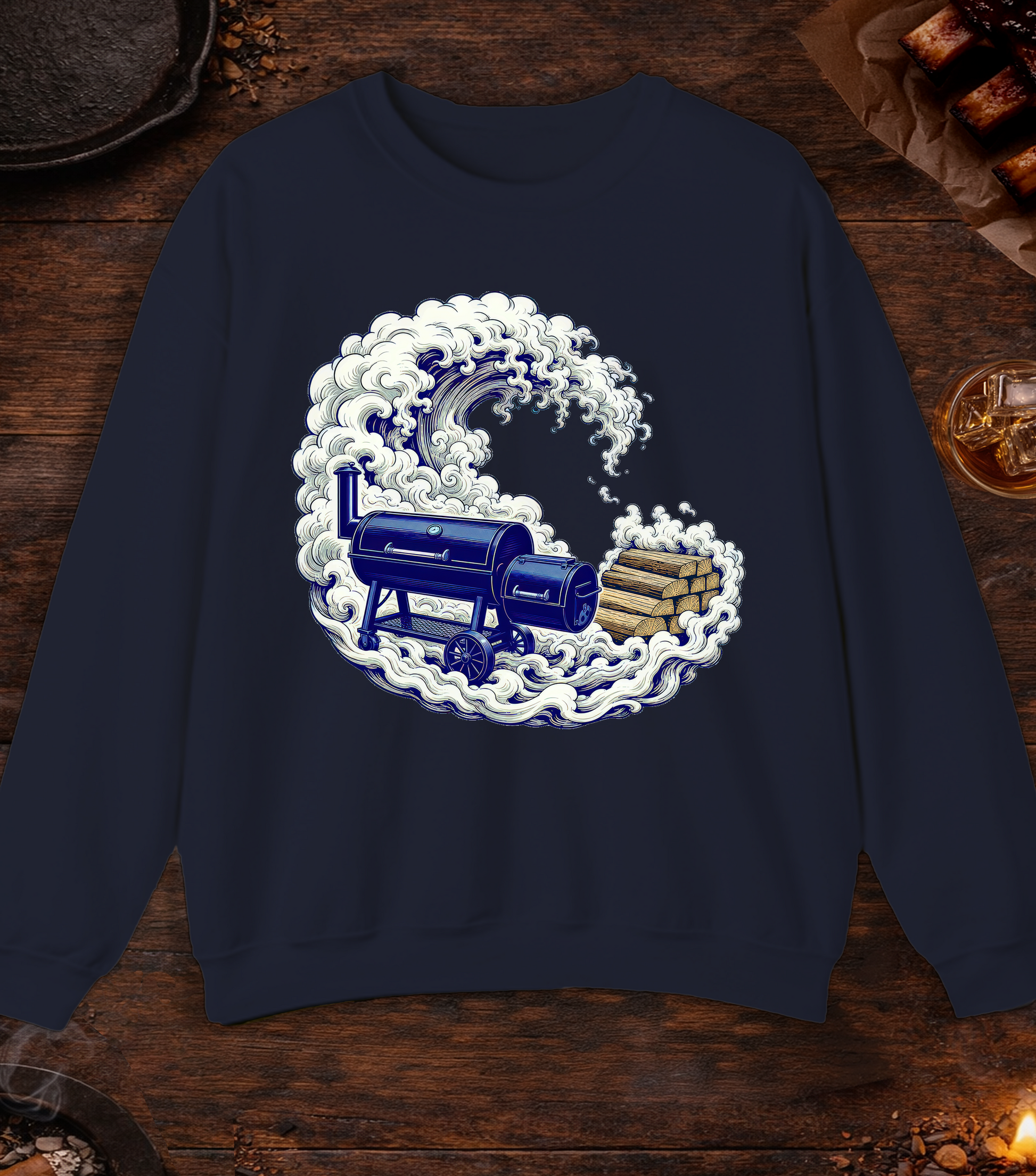 Smoke Wave Crewneck - Navy