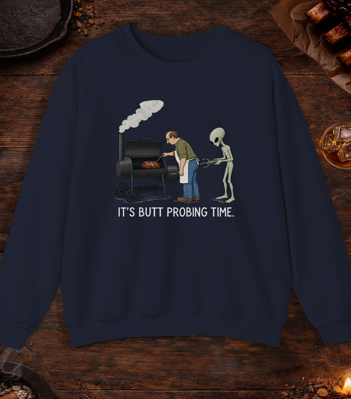 Butt Probing Time Crewneck - Navy